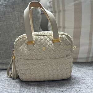 Bally Cream Satchel with Intricate Woven Design